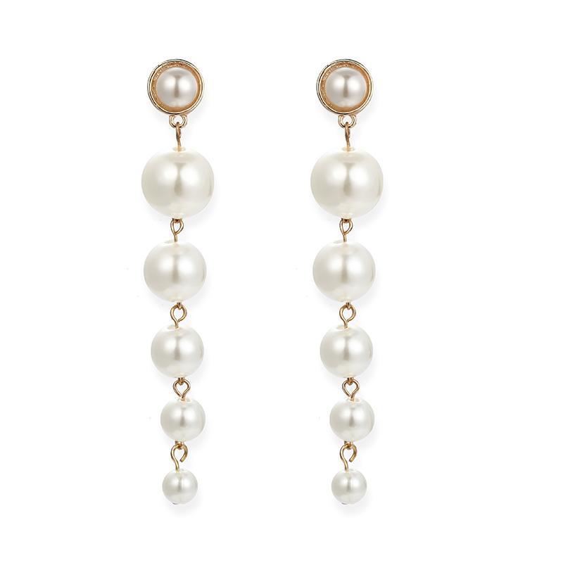 New Fashion Personality Simple Elegant Pearl Long Earring Style Earrings BGSuperDeals 