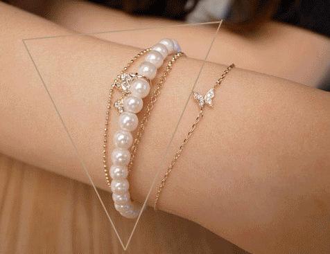 Ladies multilayer pearl bow bracelet Bracelet BGSuperDeals 