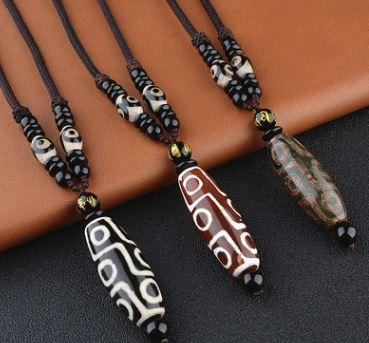 Nine-eyed Dzi Beaded Men and Women Ethnic Wind Agate Bead Necklace Necklaces BGSuperDeals 