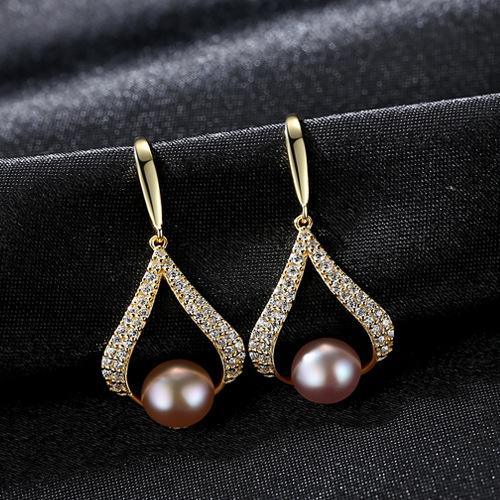 New pearl earrings with water drops Earrings BGSuperDeals Purple 