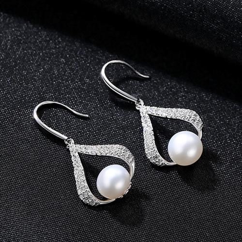 New pearl earrings with water drops Earrings BGSuperDeals White 