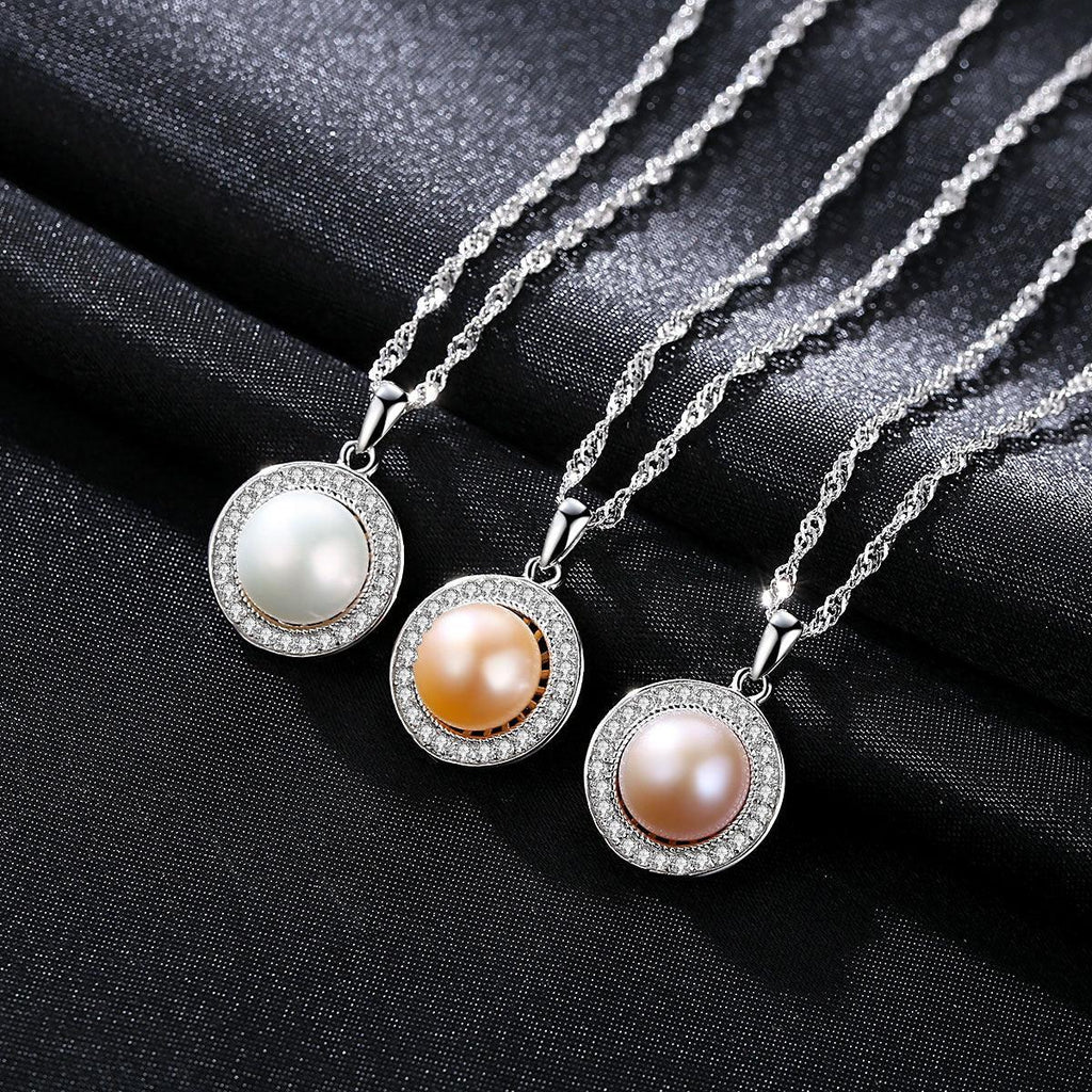 S925 sterling silver pearl necklace Necklaces BGSuperDeals 