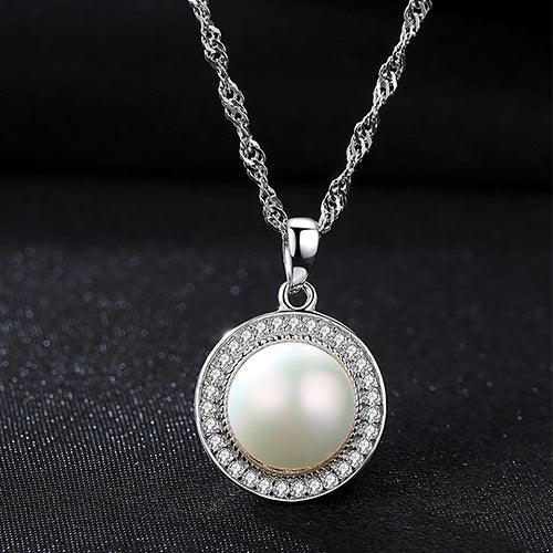 S925 sterling silver pearl necklace Necklaces BGSuperDeals White 