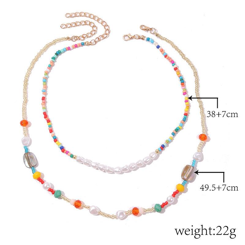 Personalized Handwoven Rice Beads Multilayer Necklace Necklaces BGSuperDeals 