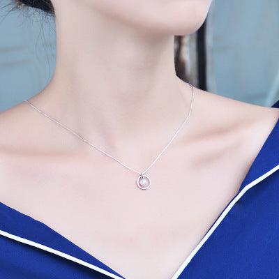 S925 sterling silver circle pearl necklace female Korean simple light bulb clavicle chain Necklaces BGSuperDeals 