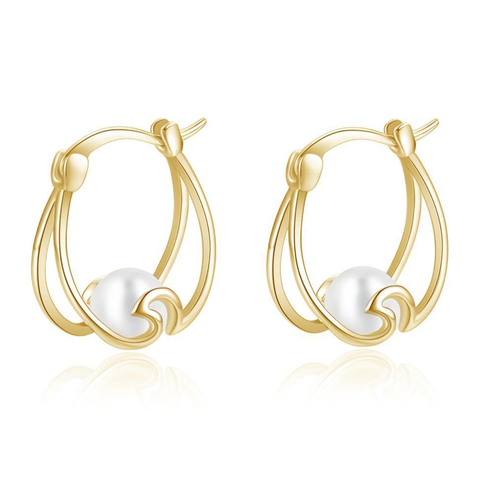 925 Sterling Silver Small Hoop Earring Pearl Ocean Wave Earrings Earrings BGSuperDeals White 17.9mm*7.9mm 