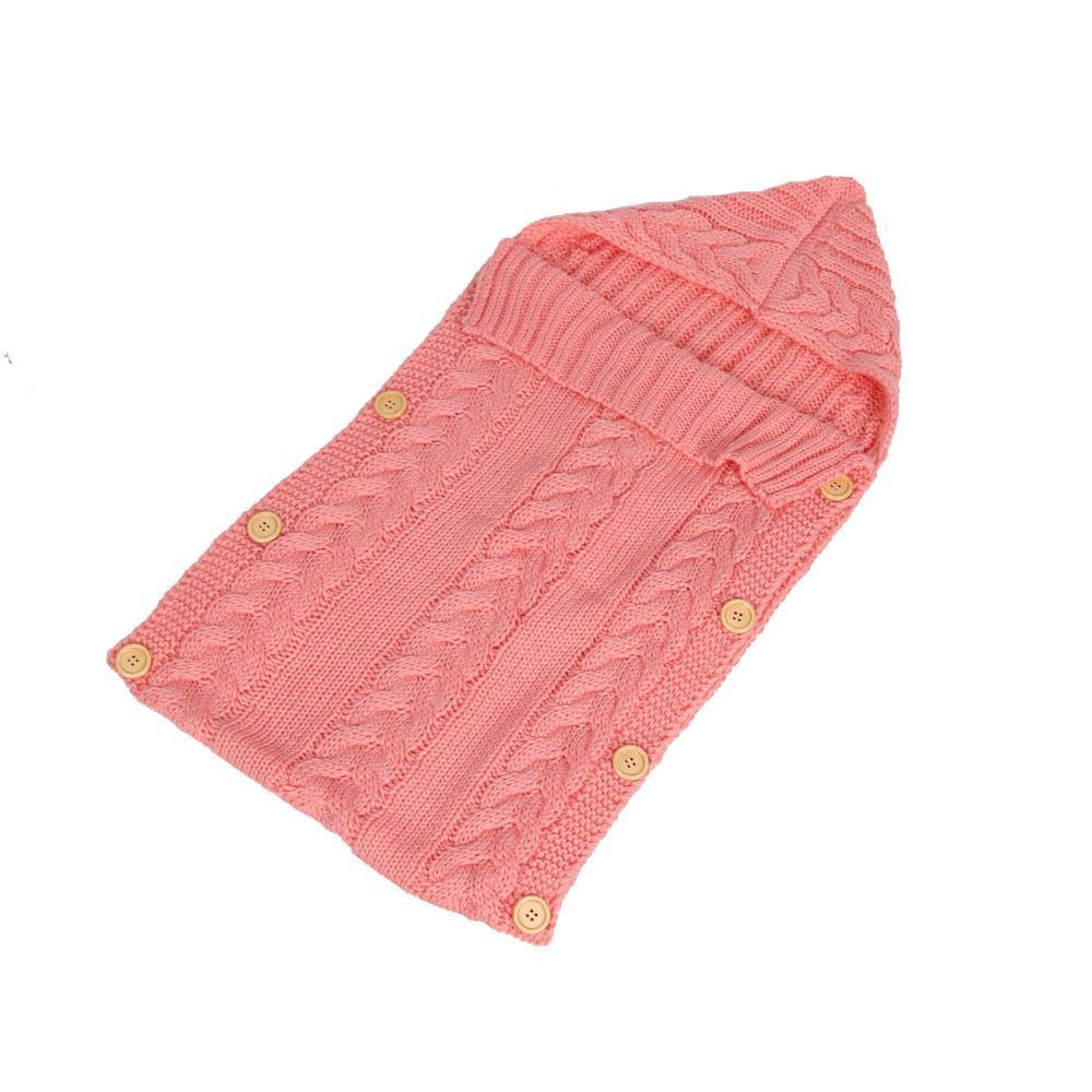 New Autumn Winter Newborn Knit Sleeping Bag Clothes Infant Baby Pure Color Hold Blanket kids BGSuperDeals Light pink 70X35CM 