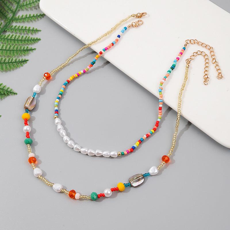 Personalized Handwoven Rice Beads Multilayer Necklace Necklaces BGSuperDeals 