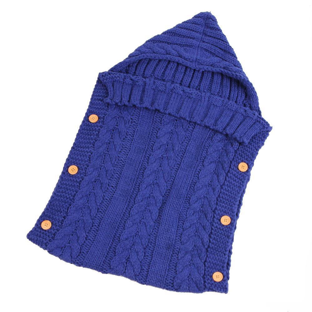 New Autumn Winter Newborn Knit Sleeping Bag Clothes Infant Baby Pure Color Hold Blanket kids BGSuperDeals Sapphire 70X35CM 
